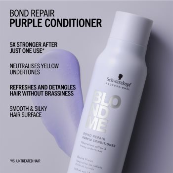 Schwarzkopf Professional Blondme Bond Repair Purple Conditioner balsam de par violet pentru par blond - imagine 3
